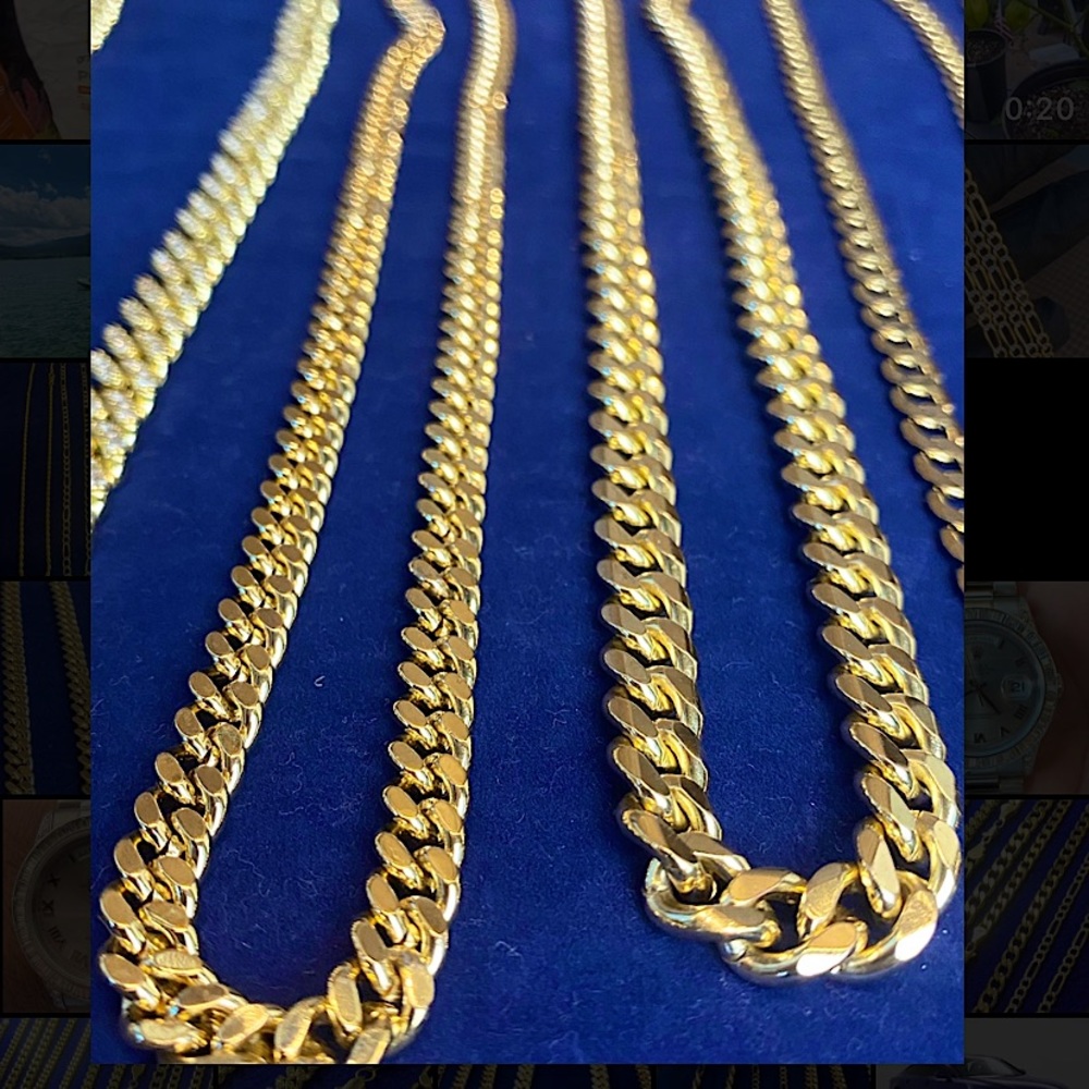 14k diamond cut Miami Cubans 14k clad over .925 20” 6-8mm